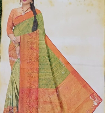 Pyari soft Ganga plus saree with blouse