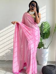 simple and elegant pink saree